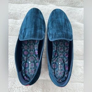 Birdies Deep Blue Velvet Loafers